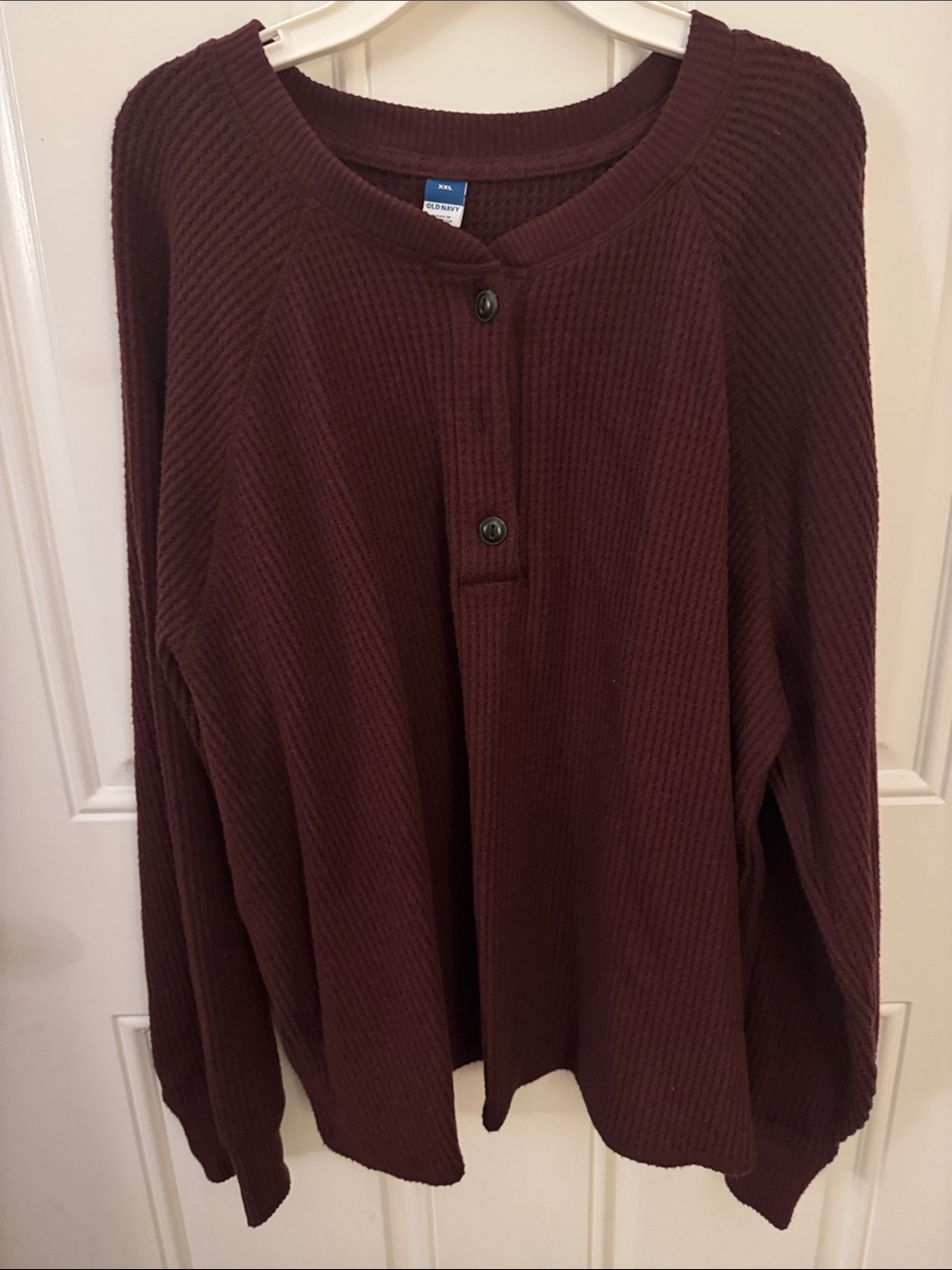 Old Navy Women’s Burgundy Waffle-Knit Henley Sweater